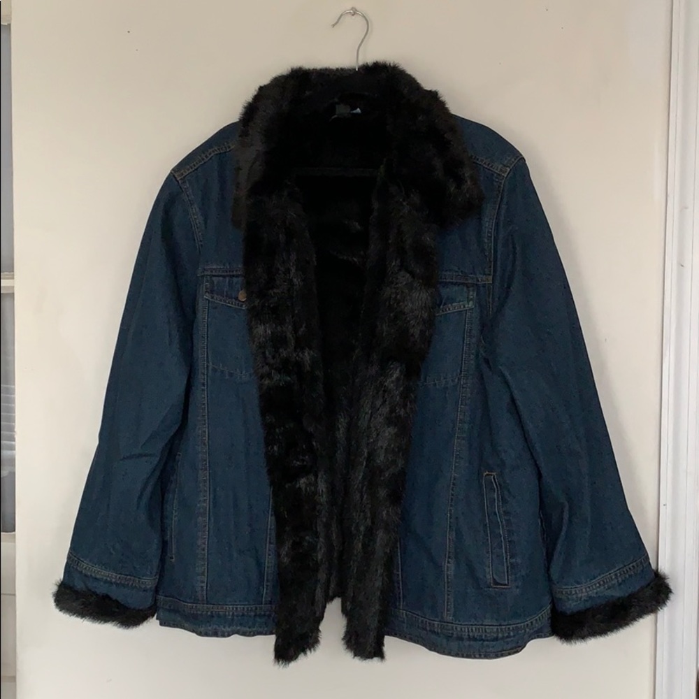 Denim fur coat